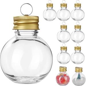 Operitacx 10 Pezzi Compilabile Palline Di Natale Trasparenti, 50 Ml Impiccabile Palline Plastica Apribili Palle Natale Per Decorazioni Natalizie