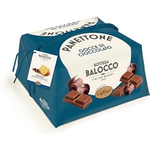 BOTTEGA BALOCCO Panettone con Gocce di Cioccolato 750g - Incartato a Mano - Realizzato in collaborazione con Caffarel- Made in Italy