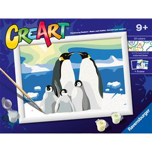 Ravensburger Creart Serie D La Famiglia di Pinguini - Kit Pittura per Bambini con Dipingere con I Numeri, Include Tutto il Necessario, per Bambini di 9 Anni e oltre