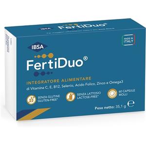 IBSA FertiDuo 60 Capsule Molli - Integratore per la Fertilità Maschile con Vitamine e Minerali