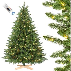 SHareconn Albero di Natale Artificiale 180cm Pre-Illuminato con 310 Luci RGB Multicolore & Telecomando, 919 Punte dei Rami con Base a Croce in Legno Stabile, Decorazione per le Feste in Casa