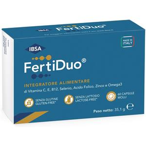 IBSA FertiDuo 60 Capsule Molli - Integratore per la Fertilità Maschile con Vitamine e Minerali