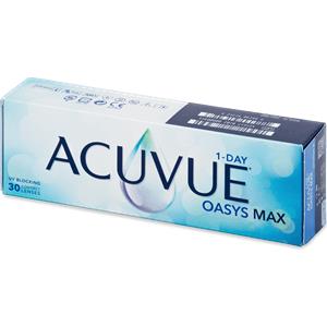 Johnson & Johnson Acuvue Oasys Max 1-Day - Lenti a contatto giornaliere in silicone idrogel, 30 pz, con tecnologia TearStable™ e filtro OptiBlue™
