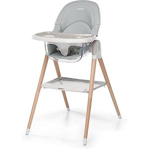 Foppapedretti Seggiolone e Baby Sedia Bonito, bambini da 6 mesi a 3 anni (fino a 15 Kg), Imbottitura Removibile e Lavabile, Seduta Ergonomica e Reclinabile, Doppio Vassoio Regolabile, Grigio