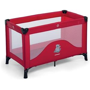 Foppapedretti Lettino da Viaggio Teddytour, Pieghevole, Grande Aerazione tramite Inserti in Rete Laterali, Piedini aggiuntivi per maggiore Stabilità, Custodia da Viaggio, 78x67x127 cm (aperto), Rosso