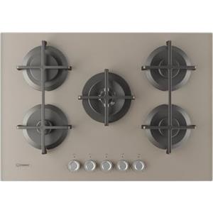 Indesit ING 72T/TD 1 piano gas vetro tortora 75cm 5 fuochi bruciatore doppia corona griglie in ghisa lavabili in lavastoviglie