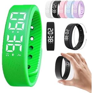 Mlthcig Fitsleeps Alarm Clock Watch, Vibrating Fitsleepsalarm Clock Watch For Heavy Sleepers, Waterproof Rechargeable Vibrating Wrist Alarm Clocks Activity Tracker Digital Watches Men Women(verde,1PCS)
