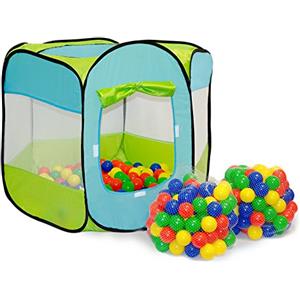 LittleTom Tenda Gioco Pop-up 100x100x72cm incl 200 Palline Colorate Azzurro