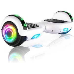 Sisigad hoverboard monociclo scooter 16,5 cm a due ruote autobilanciante hoverboard con altoparlante Bluetooth e luci LED scooter elettrico per adulti Kids Gift UL 2272 certificata, White-Bluetooth