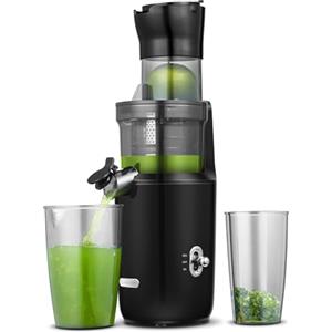 AMZCHEF Estrattore Frutta E Verdura Per Tutta La Frutta - Estrattore A Freddo Frutta E Verdura Con 80MM Scivolo Alimentare, Coclea Potenziata, Filtro A Doppio Strato, Motore Silenzioso - Nero