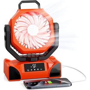 OUWANCH ilatore da campeggio a batteria da 20000 mAh con telecomando, ventilatore da tavolo portatile con luce LED, ventilatore oscillante a 5 velocità, modalità notturna e timer, per tende, emergenze