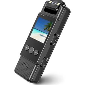 AntDau71® - Bodycam 4K con Flash, con Display Girevole 180° - Mini Telecamera Portatile HD con Registrazione Audio e Video, Ricaricabile Type-C, Wireless o con Scheda SD - CW1009