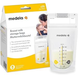 Medela Set di Sacche per la Conservazione del Latte Materno da 180 ml, Confezione da 50 Sacchetti per Raccolta del Latte Materno senza BPA con Doppia Chiusura, Congelamento e Scongelamento Rapido