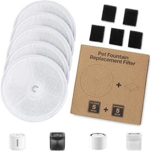 YTUGIL Confezione da 5 filtri di ricambio per fontanella per gatti + 5 filtri in spugna, compatibili con la fontanella per gatti wireless Petkit Eversweet Solo SE/Solo 2/3 Pro/3/2s