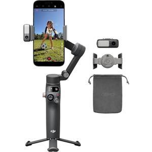 DJI Osmo Mobile 8 Combo Advanced Tracking stabilizzatore per smartphone, AI tracciamento nativo con audio e illuminazione, rotazione panoramica a 360°, manico telescopico e treppiede integrati