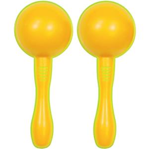 A-Star Plastic Maracas Yellow Pair - 16cm Shaker Rattle, Percussion Rhythm Instrument