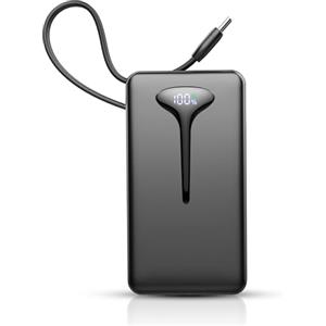 Doubc Power Bank, 10000mAh Mini Caricatore Portatile 22.5W Ricarica Rapida, Ultra Portatile Powerbank con USB C Cavo Integrato, Batterie Esterna di 3 porte uscita per iPhone 16 Samsung Xiaomi Android iPad