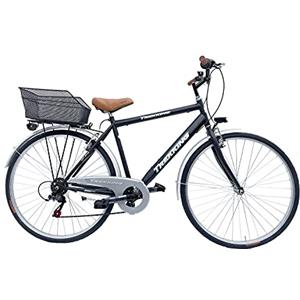 MADICKS Bicicletta Uomo da Passeggio Olanda Misura 28 Bici da città Vintage retrò con Cestino Nero Con Cambio