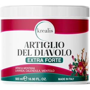 Krealis Artiglio Del Diavolo Forte, Alta Concentrazione di Arnica e Artiglio del Diavolo, 500ML, Pomata Antinfiammatoria Forte Crema per Dolori Articolari e Muscolari, Cervicale, Contratture, Mal di Schiena