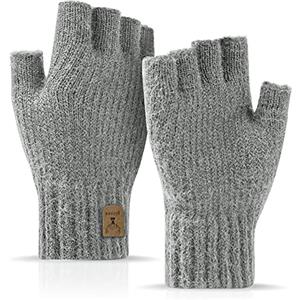 JUNRUI Guanti Senza Dita Guanti Mezze Dita Guanti Invernali Guanti Caldi Lavorati A Maglia per Lavoro Corsa Bicicletta Guida per Uomo e Donna