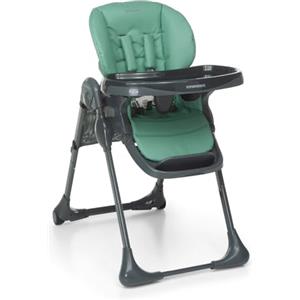 Foppapedretti Seggiolone Gourmand, bambini da 6 mesi a 3 anni (fino a 15 Kg), Leggero e Compatto, Morbida Imbottitura Amovibile e Lavabile, Reclinabile Multiposizione, Cesto Porta Oggetti, Verde