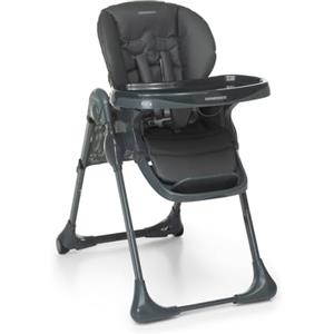 Foppapedretti Seggiolone Gourmand, bambini da 6 mesi a 3 anni (fino a 15 Kg), Leggero e Compatto, Morbida Imbottitura Amovibile e Lavabile, Reclinabile Multiposizione, Cesto Porta Oggetti, Graphite