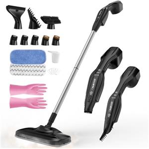 AUIFFER Lavapavimenti a Vapore Multiuso - 1000 W, 240 ML Multiuso 17-in-1 con 2 Livelli di Vapore, Scopa Rimovibile e Cuscinetti Lavabili, Disinfetta/Rimuove lo Sporco, Pulitore a Vapore per Tutti i Pavimenti