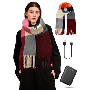 eventek Sciarpa riscaldabile, donne/uomini per il calore Sciarpa calda, con 3 livelli di temperatura e una alimentazione da 5500mAh, ideale per attività all'aperto invernali Natale