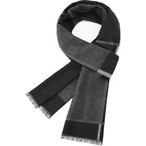 heekpek Sciarpa Uomo Invernale Sciarpe da Uomo Invernali Riscaldante Elegante Leisure Casual Business, 180cm×30cm, Nero+Grigio