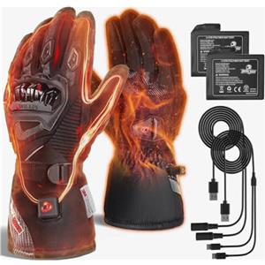 IRON JIA'S Guanti Riscaldati Moto Uomo Invernali 2025 Nuova Porta di Ricarica USB da 3000 mAh cavo di Ricarica 2 in 1 Touchscreen Impermeabile e Antivento Adatti per Moto Escursionismo Sci XL