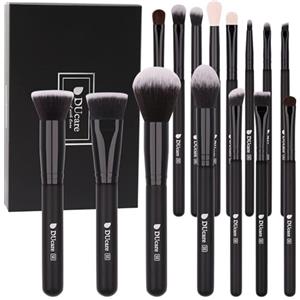 DUcare Pennelli per Trucco Professionale Set per Trucco Kit di Pennelli 15Pz per il trucco Fondotinta in polvere Definizione Sfumatura Nero
