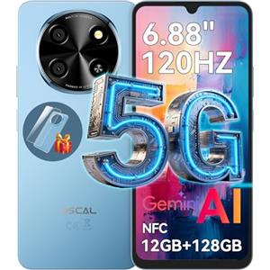 OSCAL Tiger 8 Smartphone 5G, 12GB +128GB/2TB Telefono Cellulare, Android 15, 6.88'' HD+ 120Hz Telefoni, Unisoc T8100 Octa Core, 5000mAh/18W, AI Camera 16MP+8MP, 5G Dual SIM/OTG/NFC/Fingerprint