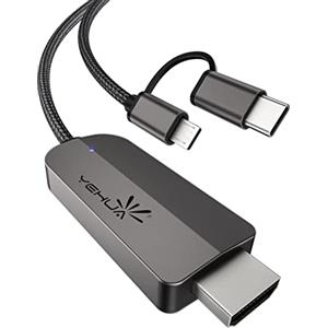 YEHUA Cavo USB C a HDMI, 2 in 1 Micro USB a Cavo HDMI, 1080P HDMI Adattatore Compatibile con Samsung/Huawei/Xiaomi Android Smartphone a HDTV (2M)