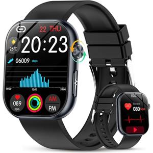 YUPENG Smartwatch ECG/HRV/Lipidi/Acido Urico/BMI, 1.95" Orologio Fitness con Chiamate, 24h ????li????????????????a/Pressione Sanguigna/Sonno/Temperatura/Cardiofrequenzimetro/SpO2/Pulsante SOS per Android iOS
