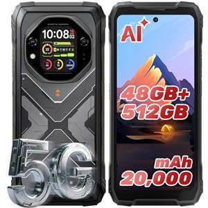 OSCAL TANK 1 Rugged Smartphone 5G, 48GB+512GB, 20000mAh 55W, 64MP+50MP+20MP Night Vision, 6.78" FHD+ 120Hz & 2.01" Display Sec., Dimensity 7050 Android 15 Telefono Indistruttibile 2025, IP69K/NFC/OTG