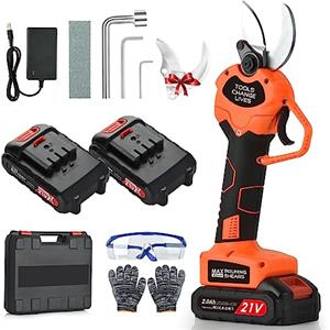 NUZEKY Forbici Potatura Elettriche - 40mm Cesoie Professionali Con 2 21V/2000 mAh Batteria - Forbici a batteria per Giardinaggio Albero da Frutta Delle Viti (red)