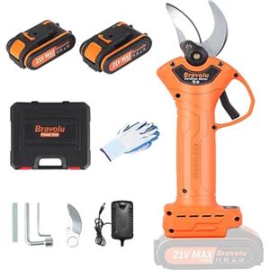Bravolu Forbici Potatura Elettriche, Bravolu 30mm Forbice Potatura a Batteria, Forbici Elettriche per Potatura con 2 batterie da 2.0Ah per potatura di alberi da frutto e vigneti