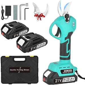 NUZEKY Forbici Potatura Elettriche - 30mm Cesoie Potatura Elettriche Professionali Con 2 21V/2000 mAh Batteria - Forbici a batteria Pruning Shears da potatura per potatura per Giardinaggio Albero