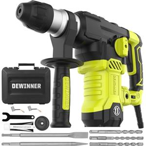 DEWINNER Martello Perforatore SDS-Plus, 1500 W, 6 Velocità, 4400BPM, 5,5J Martello Demolitore, Frizione di Sicurezza e Tecnologia Antivibrazione, 4 Funzioni, incluso kit di strumenti