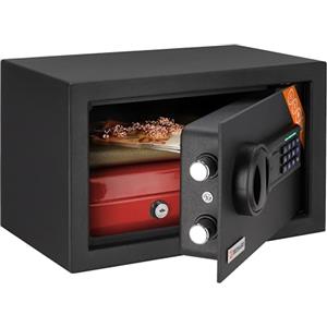 Brihard Home Cassaforte Elettronica Compatta 11L - Cassaforte Piccola 20x31x20 cm con Tastierino Digitale e Schermo LED - Cassetta di Sicurezza per Contanti e Gioielli
