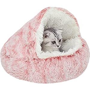 YUDANSI Cuccia per gatto Interno, Letto Pelosaper Gatti da interno, Letto coperto per piccolo cane, Lettino di Donut Gatto Sonno profondo, Cuscino pelliccia sintetica per anti ansia(50cm,Lavabile)