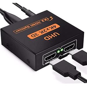 Yiany Splitter HDMI 1 in 2 Out 4K 3D 1080P HDMI Distributore Adapter 1 a 2 vie Box Hub Cavo per PS4, Xbox, LED, LCD, DVD, lettore, HDTV, proiettori, supporta due televisori allo stesso tempo