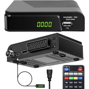 SHUNWEIQTEK Invisibile DVB-T2 Decoder Digitale Terrestre 2025 2026, Supporto USB PVR Registrazione Lettore Multimediale H265 HEVC Main 10Bit 1080P, Ricevitore Digitale Terrestre Scart Telecomando 2in1