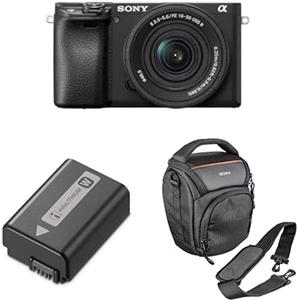 Sony Alpha 6400 Kit Mirrorless con Obiettivo SELP 16-50mm,Batteria NP-FW50 e Custodia LCS-AMB- Fotocamera APS-C 24.2MP,Video 4K HDR, S-Log2/3,HLG, Schermo Inclinabile,Set Completo per Foto e Vlogging
