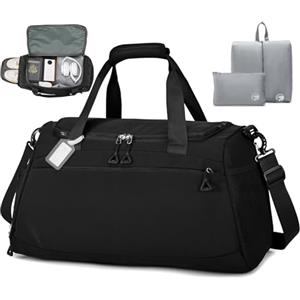 BAGZY Bagaglio a Mano 55x35x25 ITA Airways Klm Lufthansa Valigia 55x35x25 Air France Borsa da Viaggio 50L Borsoni da Viaggio Impermeabile Borsone da Weekend Sportiva Palestra Cabina Uomo Donna Nero