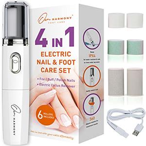 Own Harmony Kit Elettrico della Lima per Unghie & Rimozione del Callo - Set Perfetto per la Cura dei Piedi, Manicure e Pedicure - Lucidatrice Elettronica Professionale per Lucentezza delle Unghie