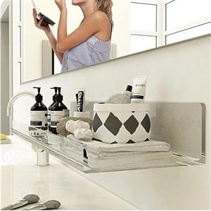 MGKolbe® Mensole bagno plexiglass senza foratura Mensola da muro design Adesivo organizer accessori casa cucina camper Porta sapone per doccia Bagnoschiuma Shampoo (1 Mensola 40 x 10 x 6 cm FBM)