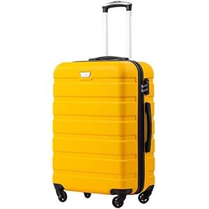 COOLIFE Valigie Valigia Trolley rigido ultraleggero e capiente,Chiusura a combinazione laterale con TSA, 4 ruote per facilitare il trasporto (Giallo, 67cm)