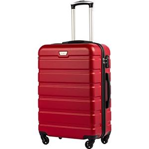 COOLIFE Valigie Valigia Trolley rigido ultraleggero e capiente,Chiusura a combinazione laterale con TSA, 4 ruote per facilitare il trasporto (Rosso, 56cm)