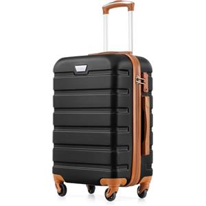 COOLIFE Valigie Valigia Trolley rigido ultraleggero e capiente,Chiusura a combinazione laterale con TSA, 4 ruote per facilitare il trasporto (Marrone scuro, 56cm)